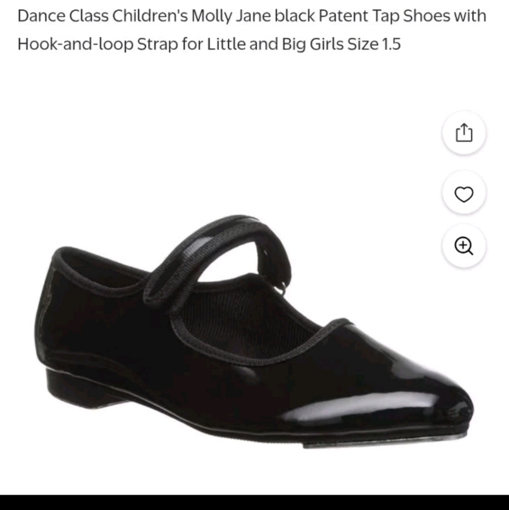 Dance Class X Trimfoot Girls Molly Jane Tap Shoe Black Patent Size 1.5 Big Girl